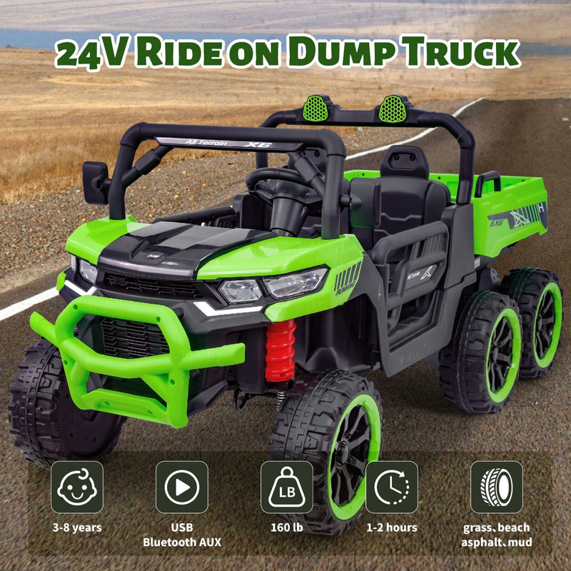 24V Electric 2-Seater Kids Ride-On Dump Truck 4WD Off-Road UTV with Remote and MP3 Magic Cars 2