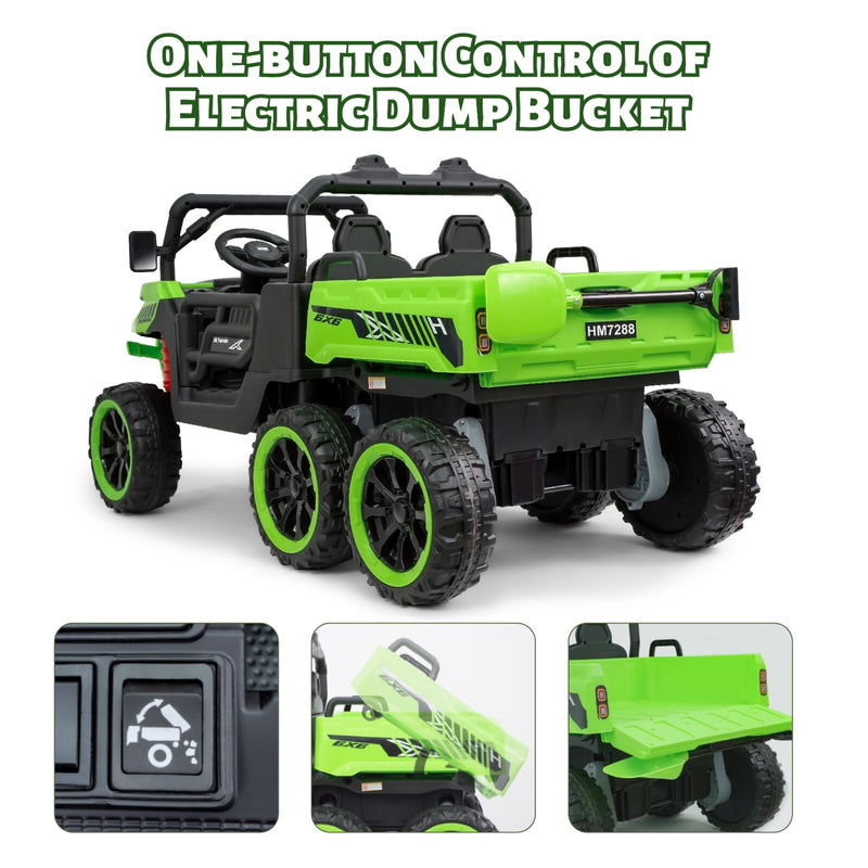 24V Electric 2-Seater Kids Ride-On Dump Truck 4WD Off-Road UTV with Remote and MP3 Magic Cars 4