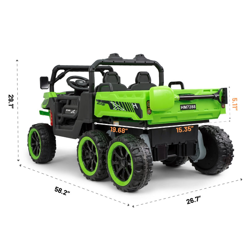 24V Electric 2-Seater Kids Ride-On Dump Truck 4WD Off-Road UTV with Remote and MP3 Magic Cars 6