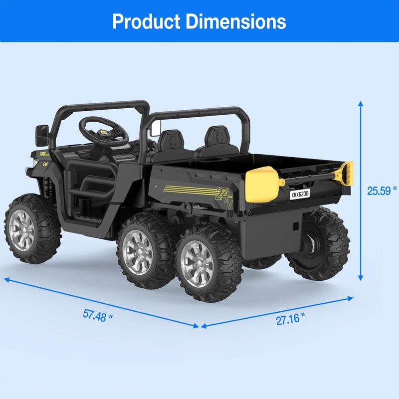 24V Electric 2-Seater Kids Ride-On Dump Truck 4WD UTV with Parental Remote and MP3 Player Magic Cars 12