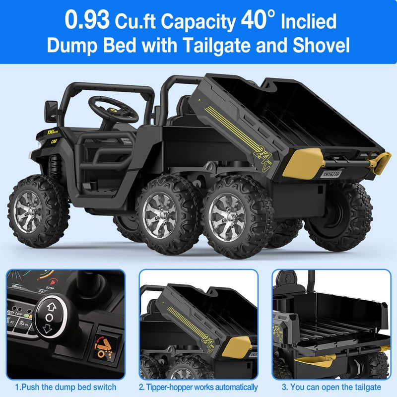 24V Electric 2-Seater Kids Ride-On Dump Truck 4WD UTV with Parental Remote and MP3 Player Magic Cars 13