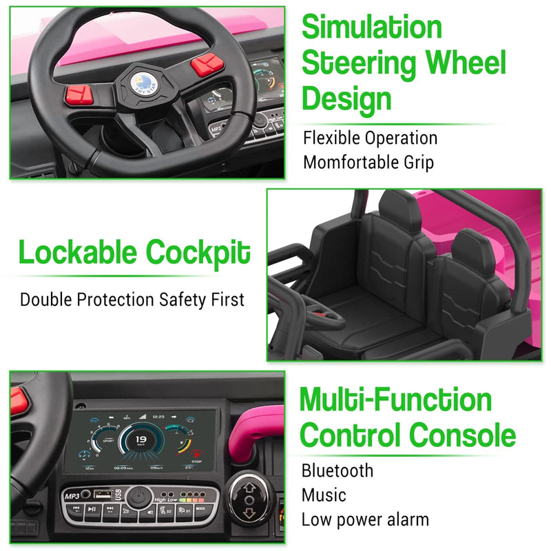 24V Electric 2-Seater Kids Ride-On Dump Truck 4WD UTV with Parental Remote and MP3 Player Magic Cars 21