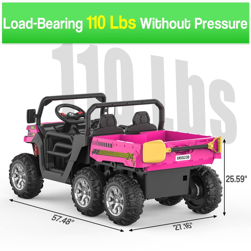 24V Electric 2-Seater Kids Ride-On Dump Truck 4WD UTV with Parental Remote and MP3 Player Magic Cars 23
