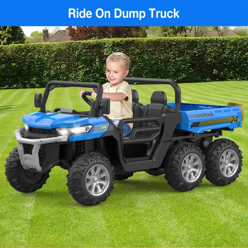 24V Electric 2-Seater Kids Ride-On Dump Truck 4WD UTV with Parental Remote and MP3 Player Magic Cars 26