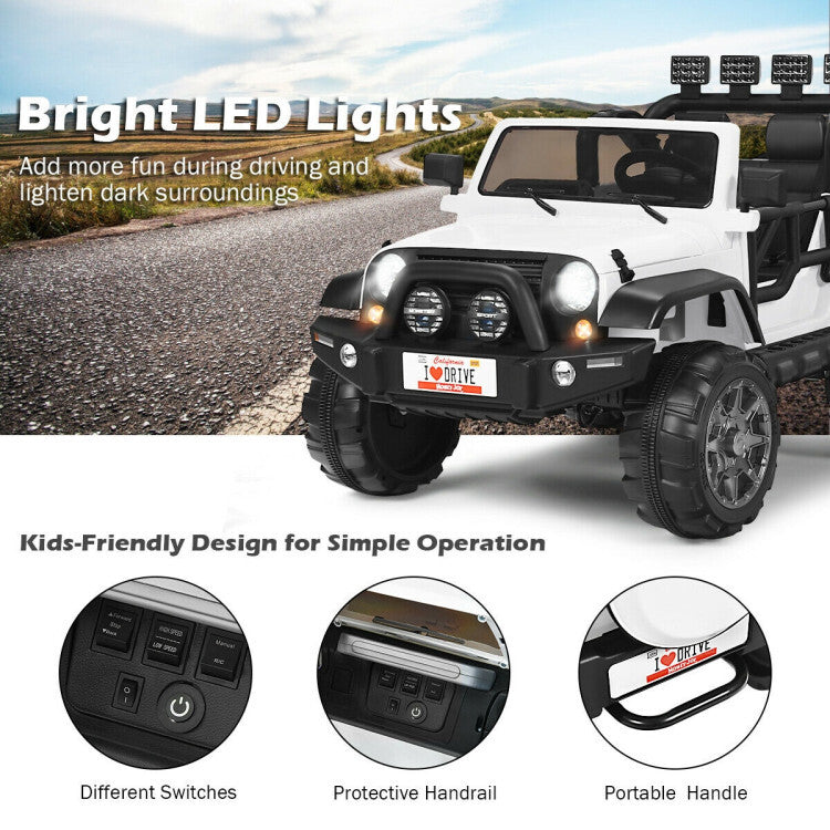 2-Seater Kids Ride-On Red Truck with Remote Control, Storage, LED Lights, and USB Port Magic Cars 6