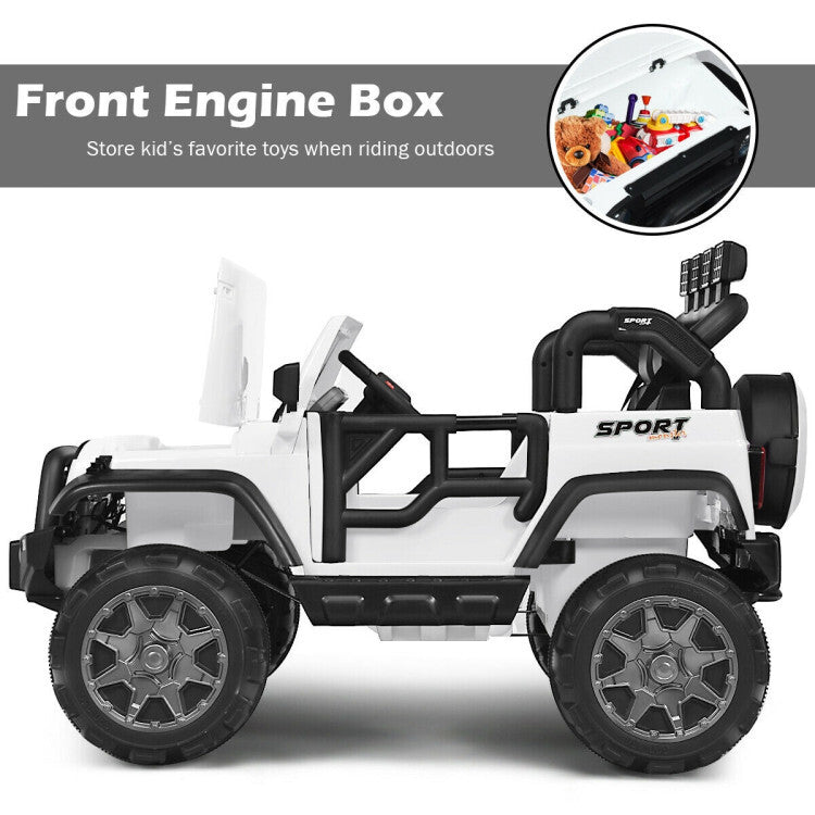 2-Seater Kids Ride-On Red Truck with Remote Control, Storage, LED Lights, and USB Port Magic Cars 8