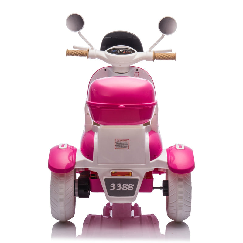 12V 2-Seater Kids Ride-On 3-Wheel Motorcycle with USB Single Motor for Ages 3-6 Rose Magic Cars 13