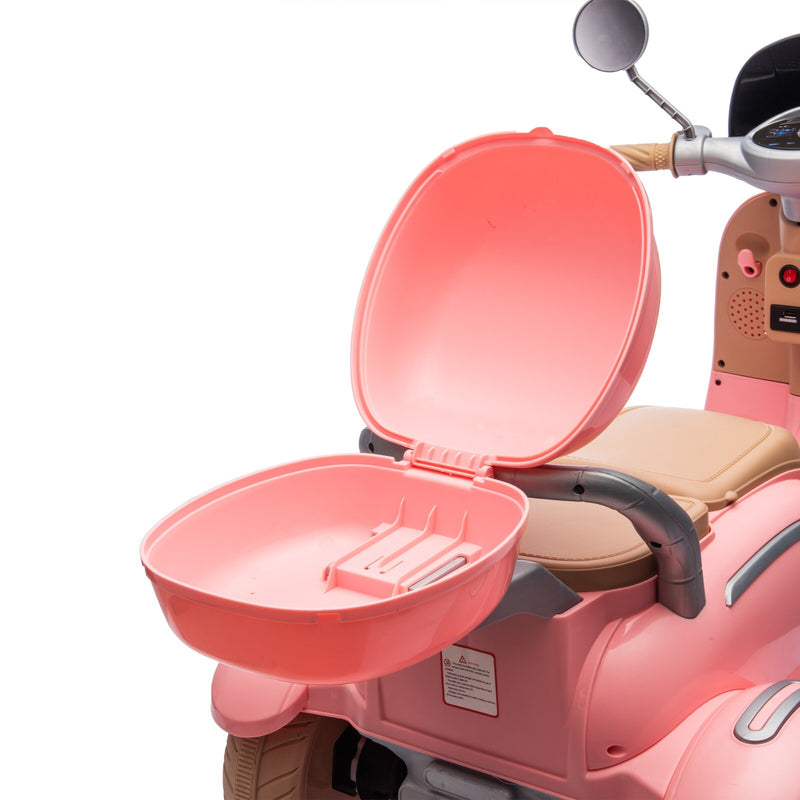 12V Kids 2-Seater Ride-On Motorcycle with Dual Motors, 3-Wheel, USB, Pink, Ages 3-6 Magic Cars 11