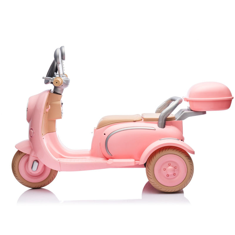 12V Kids 2-Seater Ride-On Motorcycle with Dual Motors, 3-Wheel, USB, Pink, Ages 3-6 Magic Cars 13