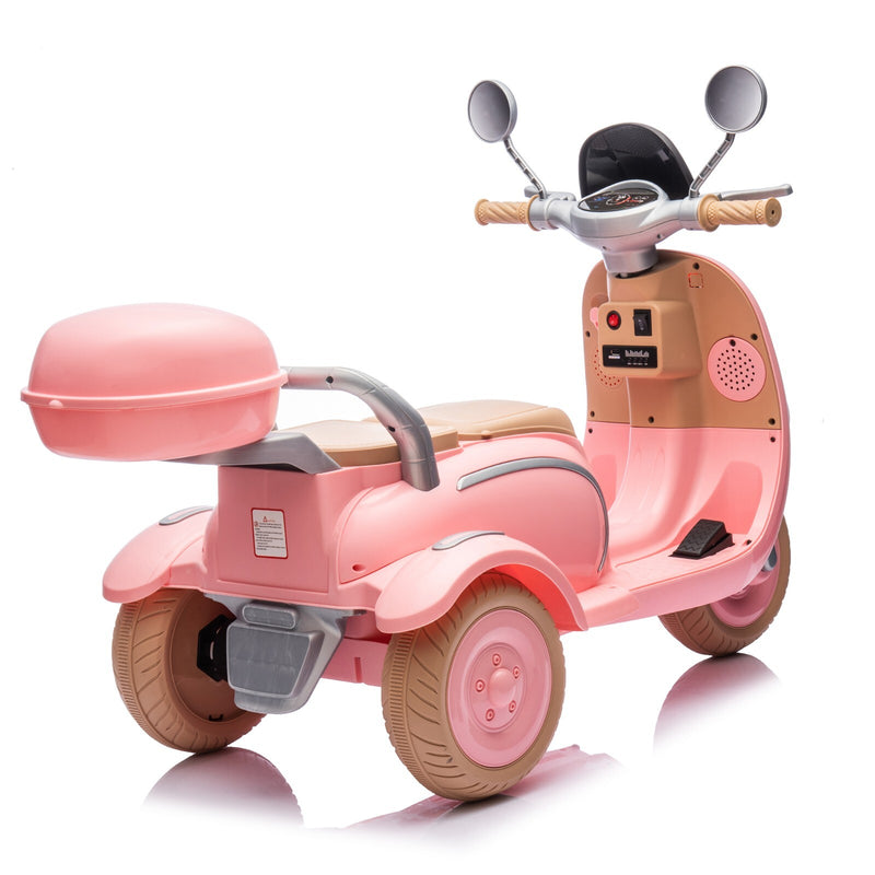 12V Kids 2-Seater Ride-On Motorcycle with Dual Motors, 3-Wheel, USB, Pink, Ages 3-6 Magic Cars 2