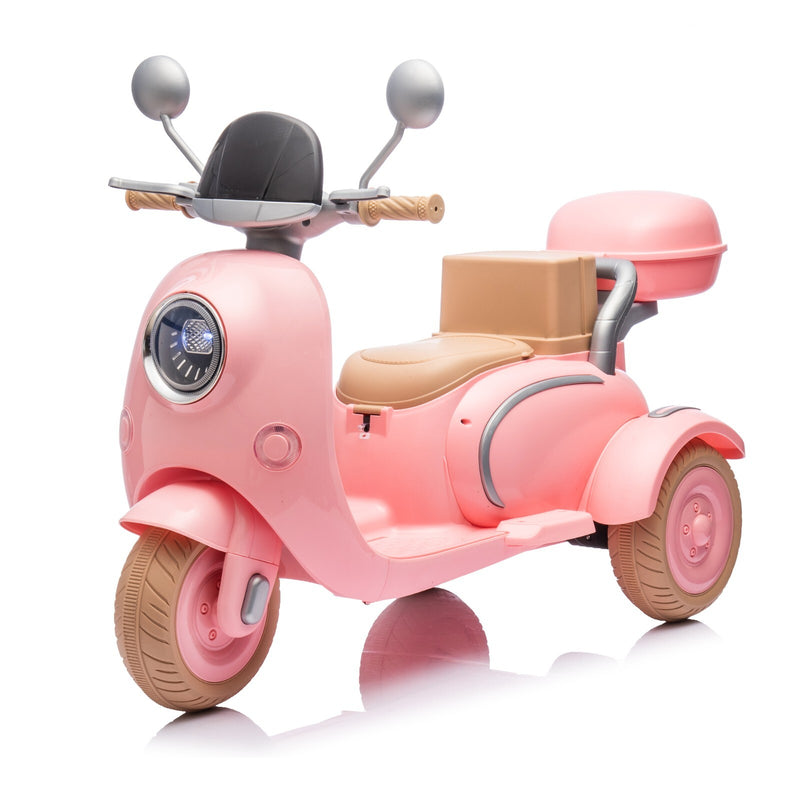 12V Kids 2-Seater Ride-On Motorcycle with Dual Motors, 3-Wheel, USB, Pink, Ages 3-6 Magic Cars 3