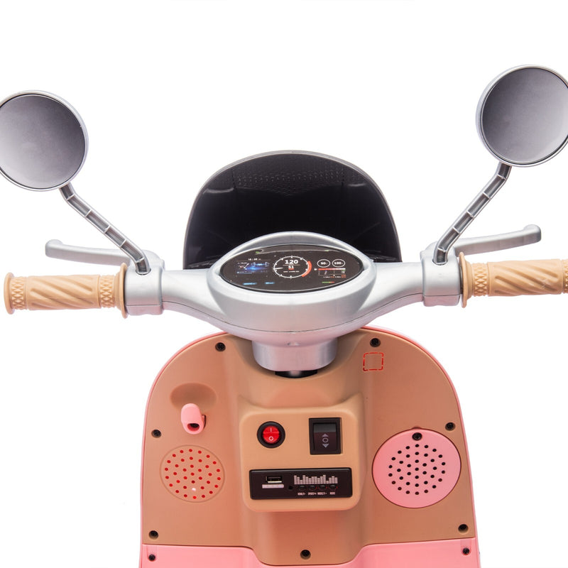 12V Kids 2-Seater Ride-On Motorcycle with Dual Motors, 3-Wheel, USB, Pink, Ages 3-6 Magic Cars 5