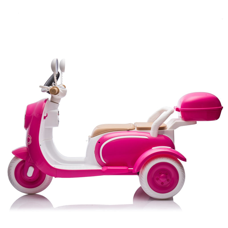 12V Kids 2-Seater 3-Wheel Ride-On Motorcycle with Dual Motors and USB Port, Rose, Ages 3-6 Magic Cars 11