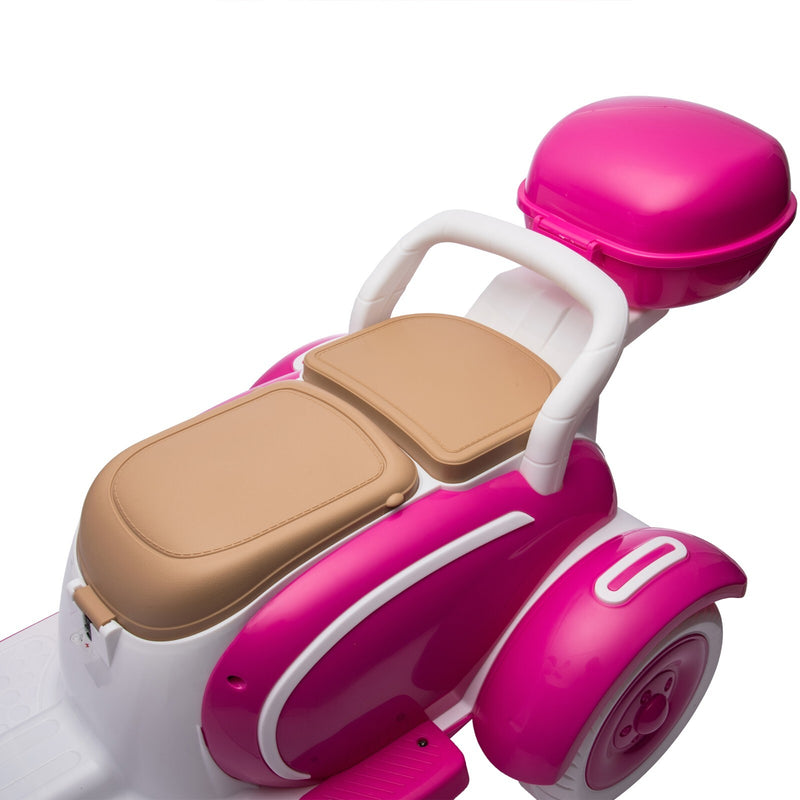 12V Kids 2-Seater 3-Wheel Ride-On Motorcycle with Dual Motors and USB Port, Rose, Ages 3-6 Magic Cars 7