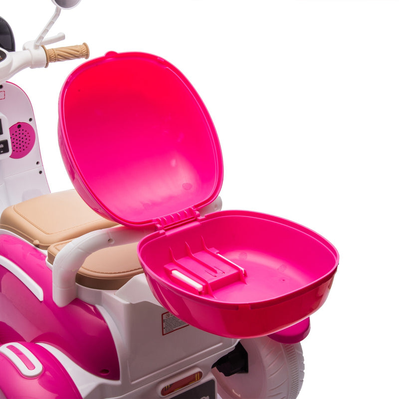 12V Kids 2-Seater 3-Wheel Ride-On Motorcycle with Dual Motors and USB Port, Rose, Ages 3-6 Magic Cars 9