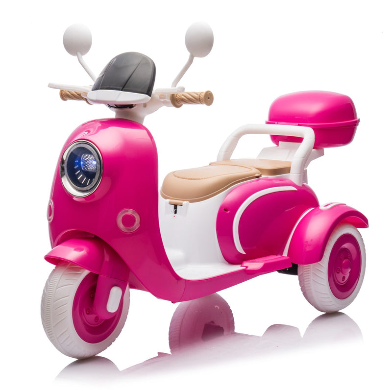 12V Kids 2-Seater 3-Wheel Ride-On Motorcycle with Dual Motors and USB Port, Rose, Ages 3-6 Magic Cars Variant 0