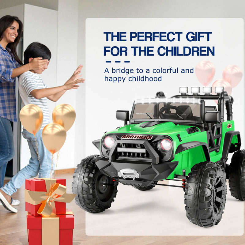 24V Kids Electric Ride-On Jeep with Remote Control, 3 Speeds, LED Lights, 2-Seater Magic Cars 25