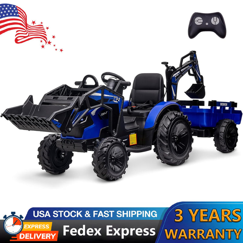 24V Kids Electric Ride-On Tractor Car with Trailer Excavator and Bulldozer Attachments Magic Cars Variant 0