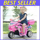 Battery-Powered Pink 3-Wheel Ride-On Motorcycle for Kids Ages 3-6, Safe and Fun Magic Cars 0