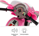 Battery-Powered Pink 3-Wheel Ride-On Motorcycle for Kids Ages 3-6, Safe and Fun Magic Cars 4