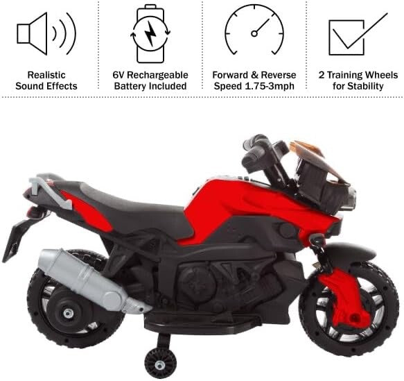 Kids 3-Wheel Electric Motorcycle with Training Wheels and Reverse Function Magic Cars 5