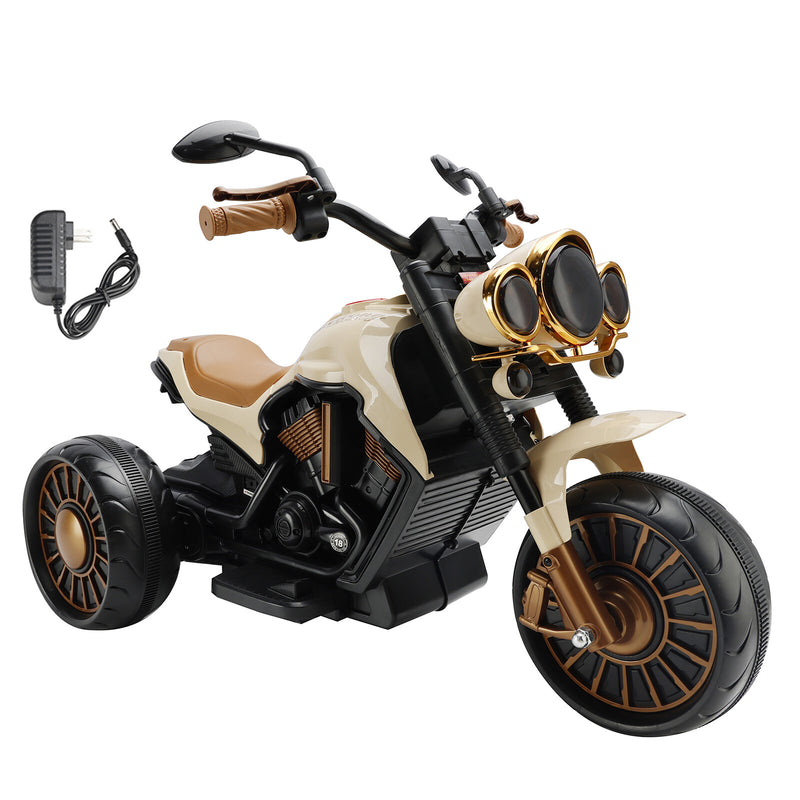 Electric 3-Wheel Ride-On Motorcycle for Kids with Dual Drive and LED Lights Brown Magic Cars 10