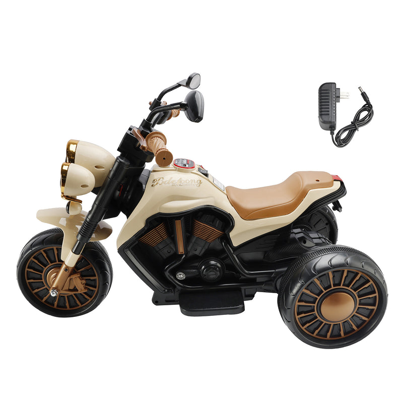 Electric 3-Wheel Ride-On Motorcycle for Kids with Dual Drive and LED Lights Brown Magic Cars 11