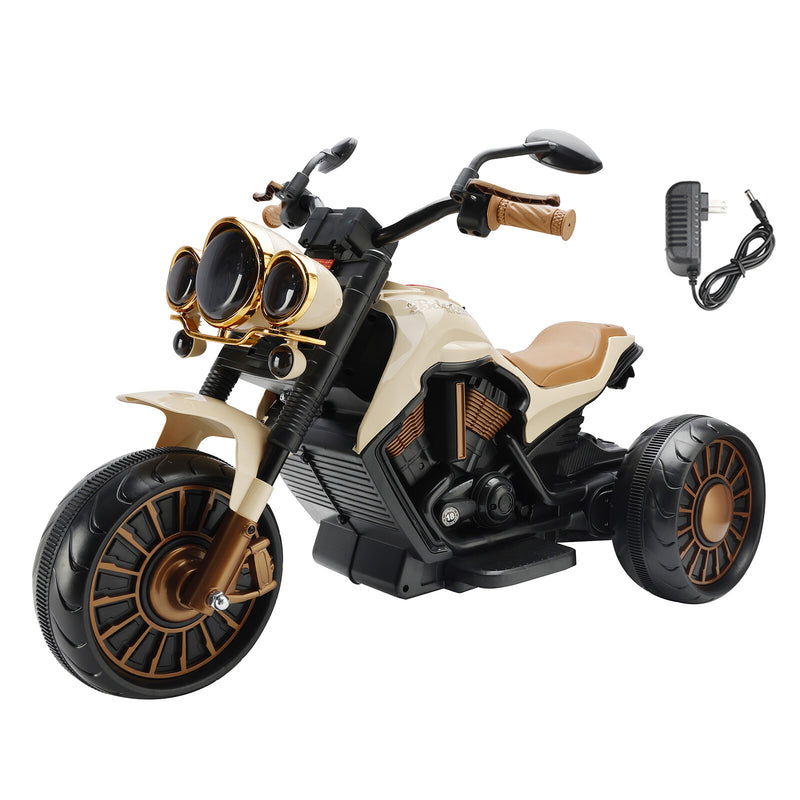 Electric 3-Wheel Ride-On Motorcycle for Kids with Dual Drive and LED Lights Brown Magic Cars 12