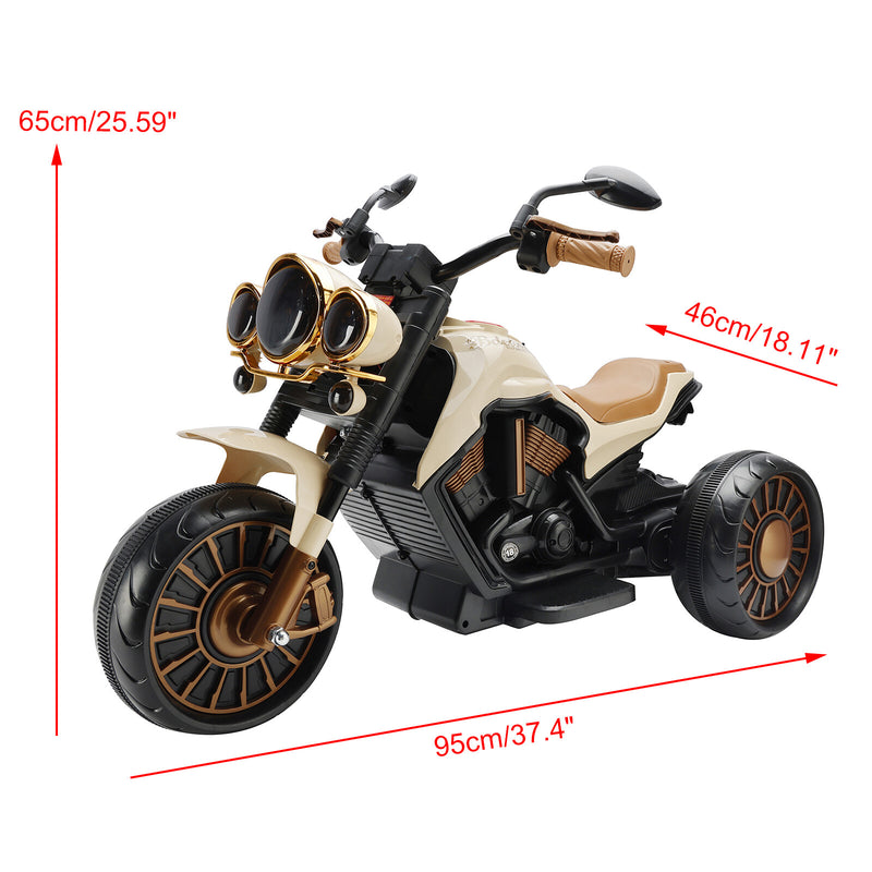 Electric 3-Wheel Ride-On Motorcycle for Kids with Dual Drive and LED Lights Brown Magic Cars 1