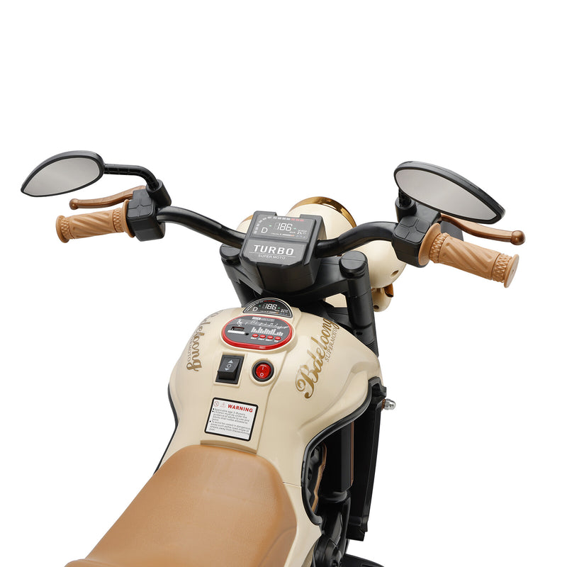Electric 3-Wheel Ride-On Motorcycle for Kids with Dual Drive and LED Lights Brown Magic Cars 5