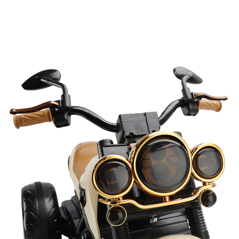 Electric 3-Wheel Ride-On Motorcycle for Kids with Dual Drive and LED Lights Brown Magic Cars 6