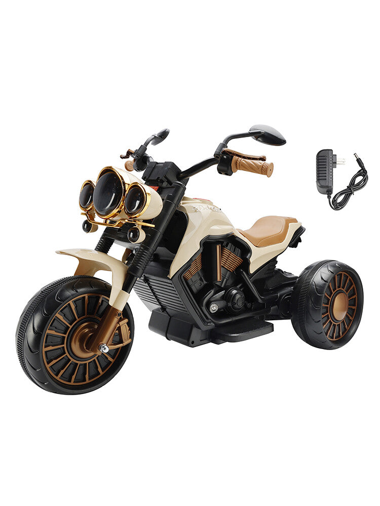 Electric 3-Wheel Ride-On Motorcycle for Kids with Dual Drive and LED Lights Brown Magic Cars 9