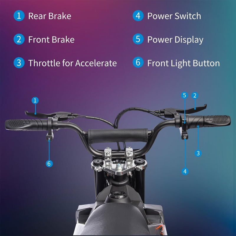 36V Electric Off-Road Kids Dirt Bike – 15.5 MPH Ride-On Motorcycle Magic Cars 11