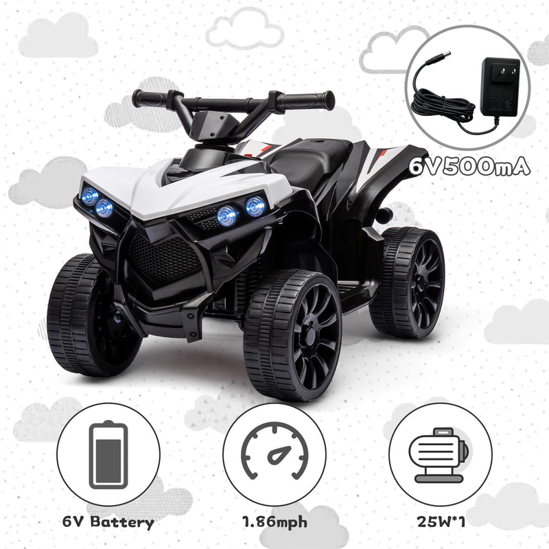 6V Kids Ride-On ATV Quad Car Toy with LED Lights, Music, and Foot Pedal Magic Cars 3