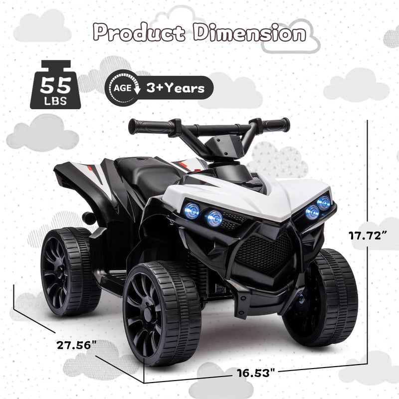 6V Kids Ride-On ATV Quad Car Toy with LED Lights, Music, and Foot Pedal Magic Cars 4