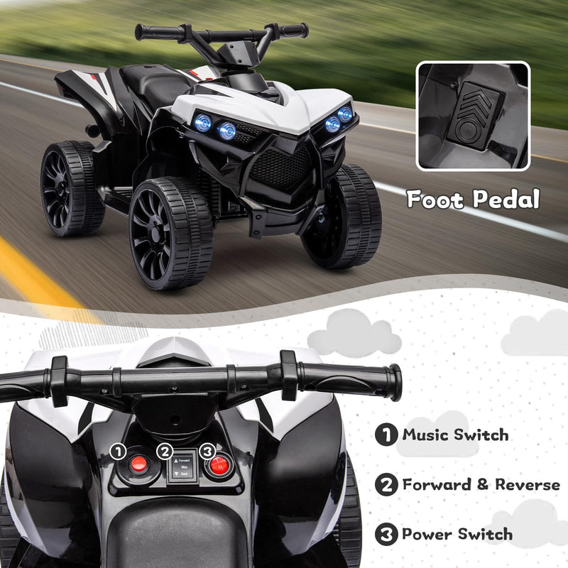 6V Kids Ride-On ATV Quad Car Toy with LED Lights, Music, and Foot Pedal Magic Cars 5
