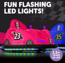 Battery-Powered 6V Pink Bumper Car Ride-On with LED Lights for Ages 1.5-4 Magic Cars 2