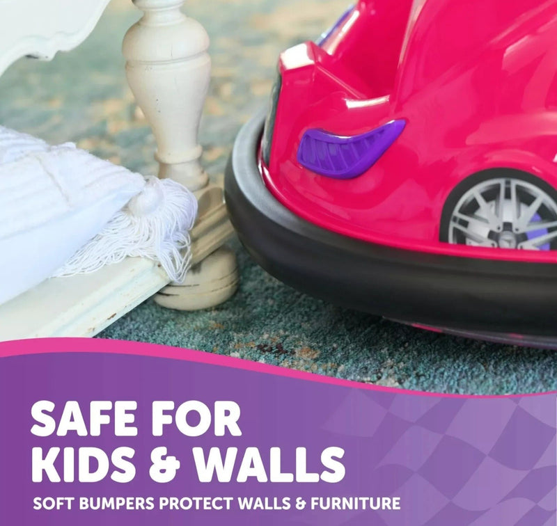 Battery-Powered 6V Pink Bumper Car Ride-On with LED Lights for Ages 1.5-4 Magic Cars 3