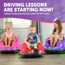 6V Battery-Powered Kids Bumper Car Ride-On with LED Lights for Ages 1.5-4, Pink Magic Cars 1