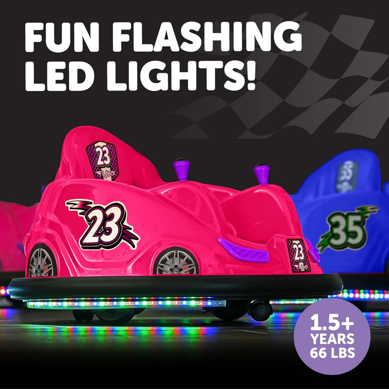 6V Battery-Powered Kids Bumper Car Ride-On with LED Lights for Ages 1.5-4, Pink Magic Cars 2