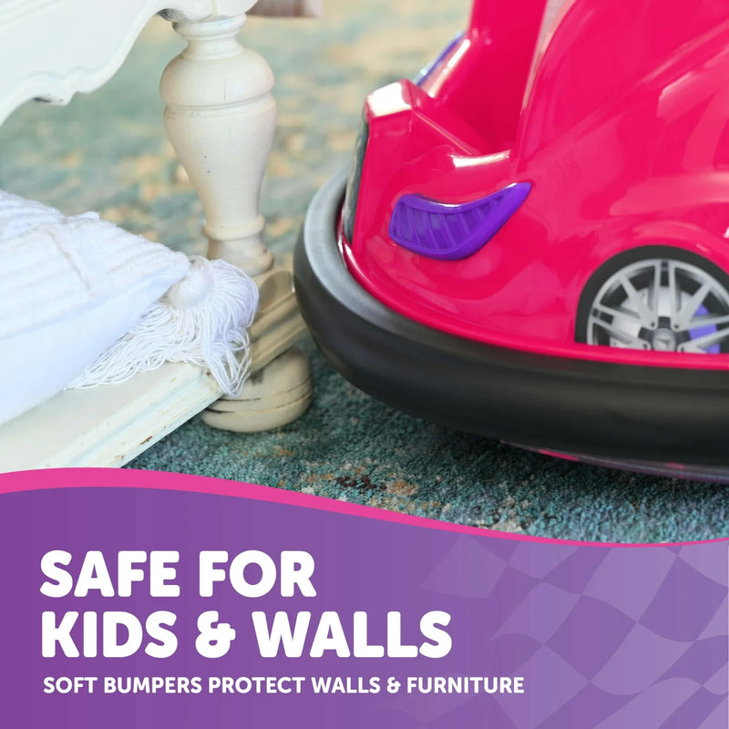 6V Battery-Powered Kids Bumper Car Ride-On with LED Lights for Ages 1.5-4, Pink Magic Cars 3