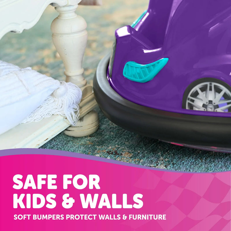 Battery-Powered 6V Kids Bumper Ride-On Car with LED Lights for Ages 1.5-4 - Purple Magic Cars 3