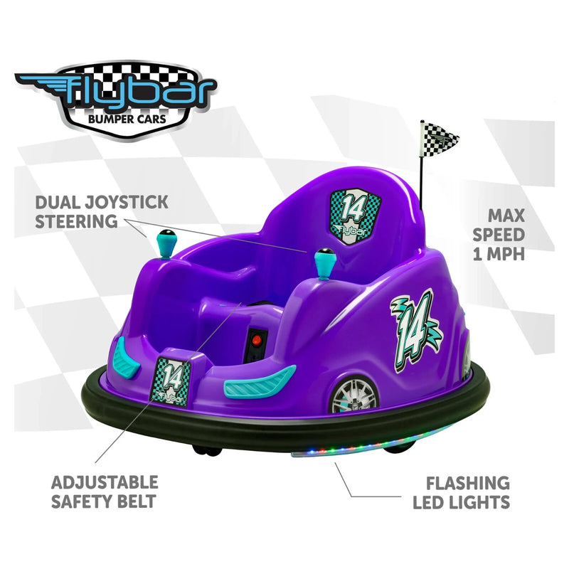 Battery-Powered 6V Kids Bumper Ride-On Car with LED Lights for Ages 1.5-4 - Purple Magic Cars 4
