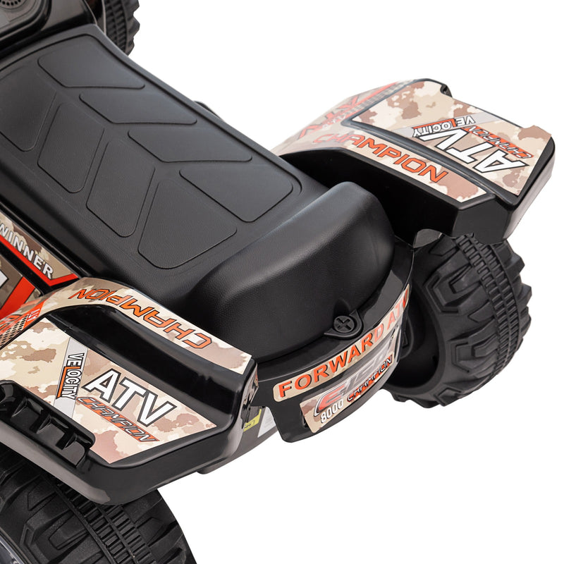 6V Battery-Powered Kids Ride-On Black Quad ATV Toy with Music Magic Cars 10