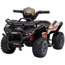 6V Battery-Powered Kids Ride-On Black Quad ATV Toy with Music Magic Cars 3