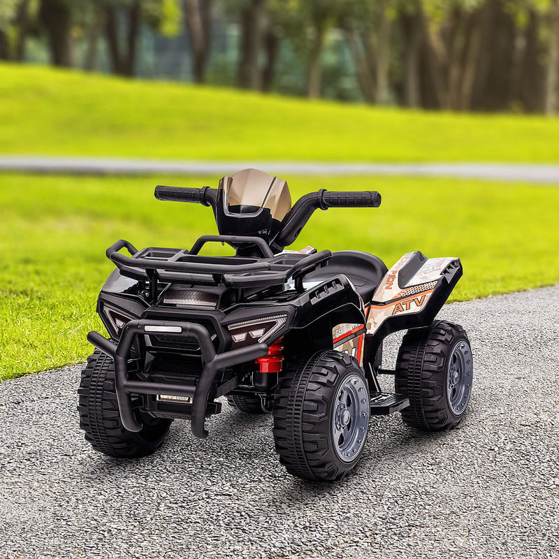 6V Battery-Powered Kids Ride-On Black Quad ATV Toy with Music Magic Cars 8