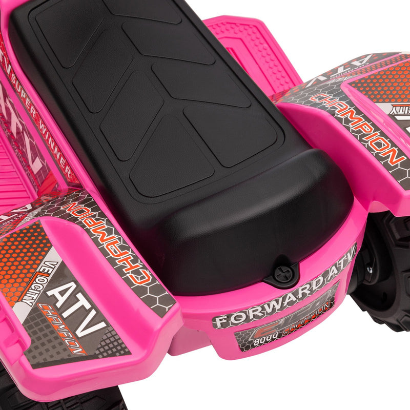 6V Battery-Powered Kids Ride-On Pink Quad Four-Wheeler ATV Toy with Music Magic Cars 10