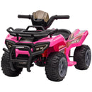 6V Battery-Powered Kids Ride-On Pink Quad Four-Wheeler ATV Toy with Music Magic Cars 3