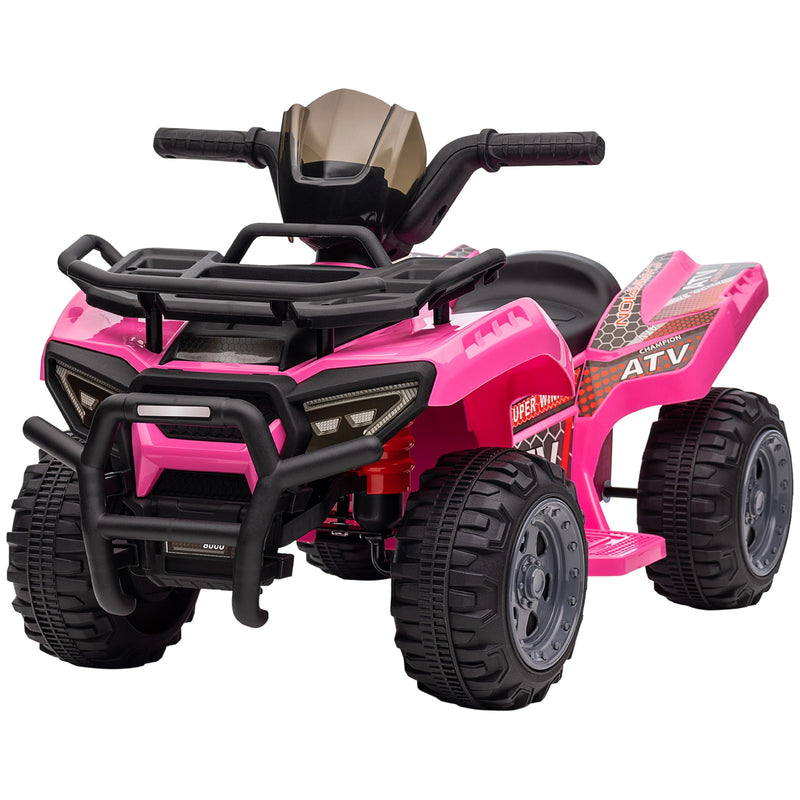 6V Battery-Powered Kids Ride-On Pink Quad Four-Wheeler ATV Toy with Music Magic Cars 3