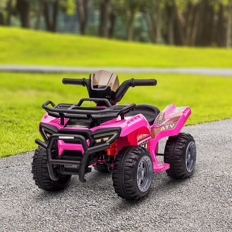 6V Battery-Powered Kids Ride-On Pink Quad Four-Wheeler ATV Toy with Music Magic Cars 8